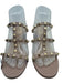 Valentino Shoe Size 38.5 Beige & Gold Leather Studded Block Heel Open Toe Shoes Beige & Gold / 38.5