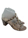 Valentino Shoe Size 38.5 Beige & Gold Leather Studded Block Heel Open Toe Shoes Beige & Gold / 38.5