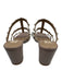 Valentino Shoe Size 38.5 Beige & Gold Leather Studded Block Heel Open Toe Shoes Beige & Gold / 38.5