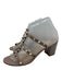 Valentino Shoe Size 38.5 Beige & Gold Leather Studded Block Heel Open Toe Shoes Beige & Gold / 38.5