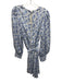 Alice & Olivia Size 12 White & Blue Viscose Blend Long Sleeve Mini Dress White & Blue / 12