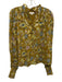 Karina Grimaldi Size S Green & Multi Viscose Floral Metallic Thread Top Green & Multi / S