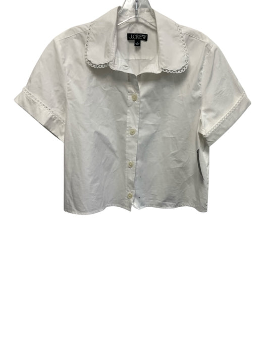 J Crew Size 6 Off White Cotton Cropped Button Up Short Sleeve Boxy Top Off White / 6