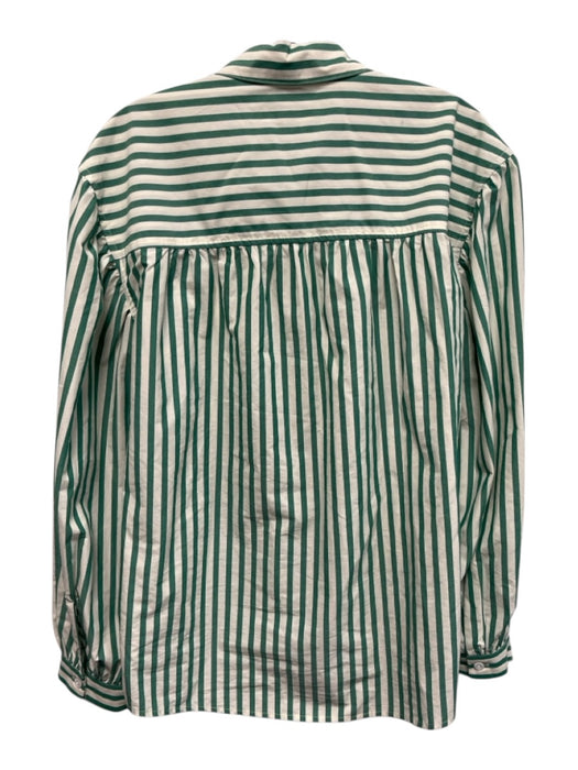 Rails Size S Green & White Cotton & Lyocell Striped Front Pocket Long Sleeve Top Green & White / S