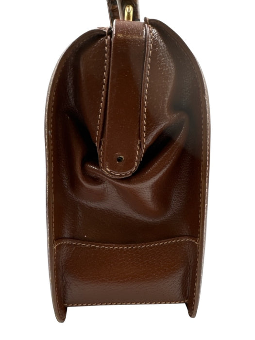 Gucci Brown Leather Bamboo Handle Gold Hardware Turnlock Purse Brown / M