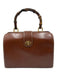 Gucci Brown Leather Bamboo Handle Gold Hardware Turnlock Purse Brown / M