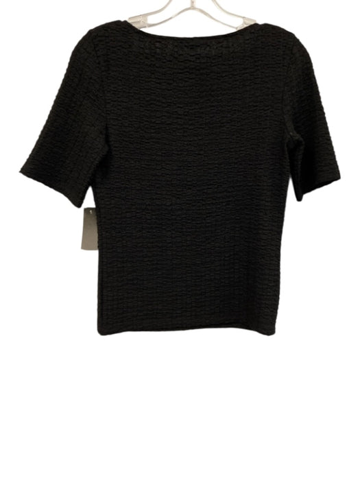 Vince Size Small Black Polyester Blend Short Sleeve Textured V Neck Top Black / Small
