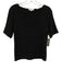 Vince Size Small Black Polyester Blend Short Sleeve Textured V Neck Top Black / Small