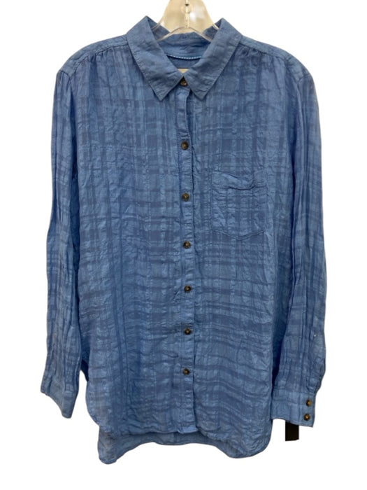 Pilcro and the Letterpress Size 6 Light Blue Linen Blend Long Sleeve Top Light Blue / 6