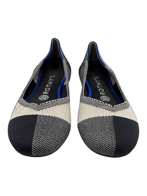 Rothy's Shoe Size 7.5 Black & Beige Textile Round Toe Woven Flats Black & Beige / 7.5