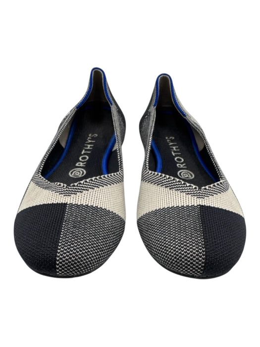 Rothy's Shoe Size 7.5 Black & Beige Textile Round Toe Woven Flats Black & Beige / 7.5