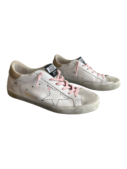 Golden Goose Shoe Size 37 White Leather Round Toe Lace Up Sneaker Shoes White / 37