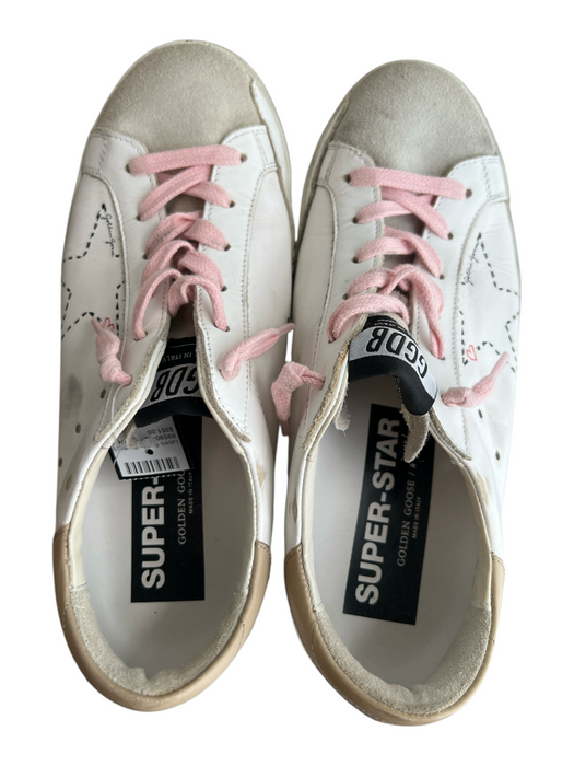 Golden Goose Shoe Size 37 White Leather Round Toe Lace Up Sneaker Shoes White / 37