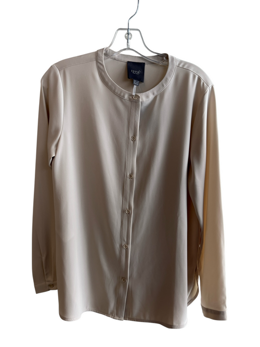 Lysse Size S Beige Cotton Blend Long Sleeve solid color Round Neck Top Beige / S