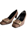Stuart Weitzman Shoe Size 7 Brown Manmade Material Square Toe Kitten Heel Shoes Brown / 7