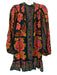 Farm Rio Size S Navy, Pink, Yellow Cotton Long Balloon Sleeve Button Up Dress Navy, Pink, Yellow / S