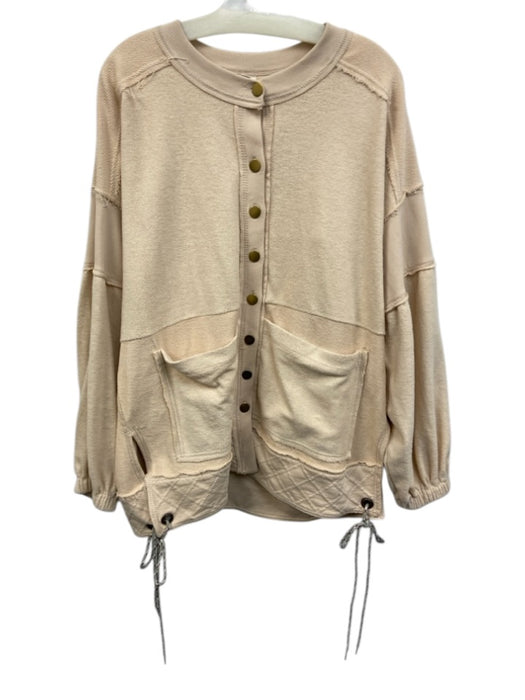 Pilcro Size S Beige Cotton Crew Neck Inside Out Design Button Up Oversize Jacket Beige / S