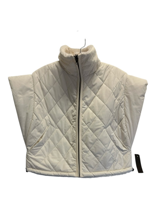 Sundays Size S Cream White Cap Sleeve Quilted Sherpa Lined Zip Up Vest Cream White / S