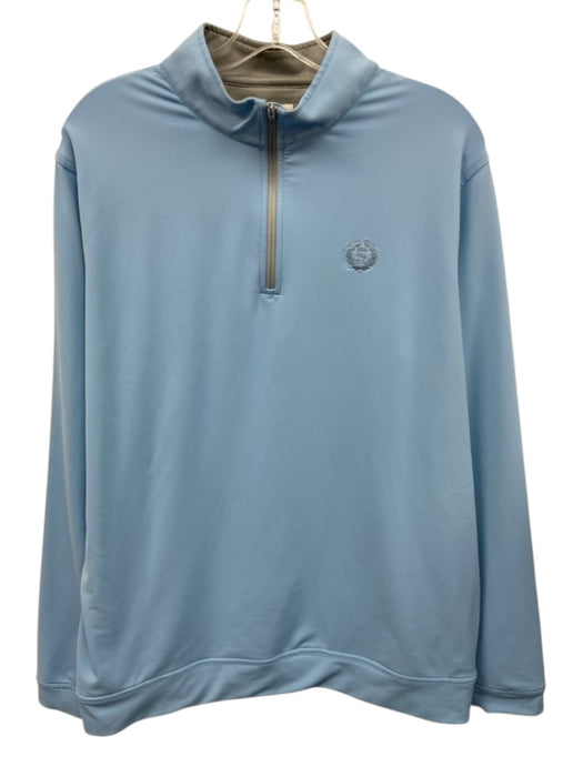 Peter Millar Size L Light blue Synthetic Solid Quarter Zip Long Sleeve Shirt Light blue / L