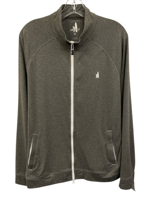 Johnnie O Size M Gray Synthetic Heathered Zip UP Athleisure Long Sleeve Shirt Gray / M