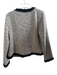 Democracy Size Large White & Black Polyester Blend Round Neck Raw Edge Jacket White & Black / Large