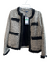 Democracy Size Large White & Black Polyester Blend Round Neck Raw Edge Jacket White & Black / Large