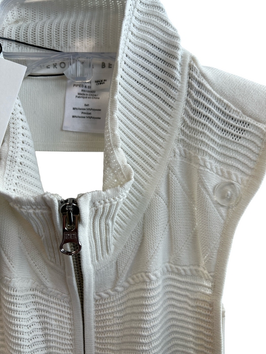 Veronica Beard White Polyester Front Zip Patterned Button Attachment Other White