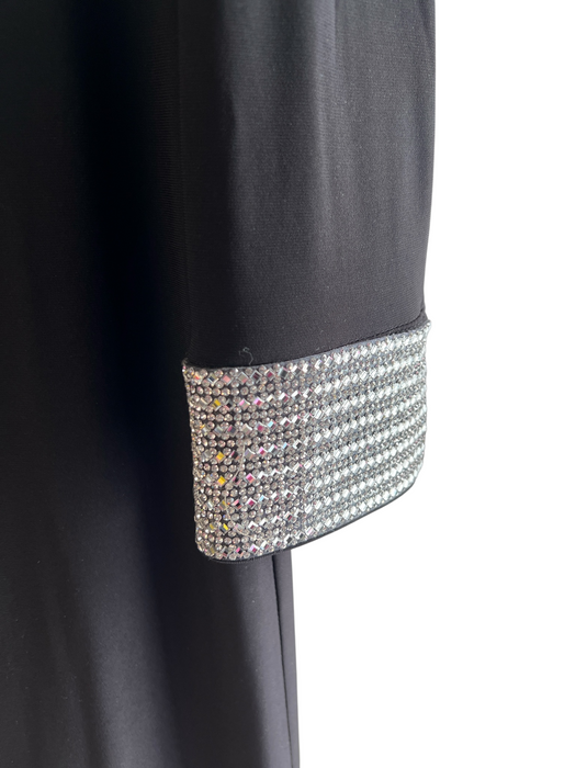 Frank Lyman Size 8 Black & Silver Polyester V Neck Long Sleeve Back Zip Dress Black & Silver / 8