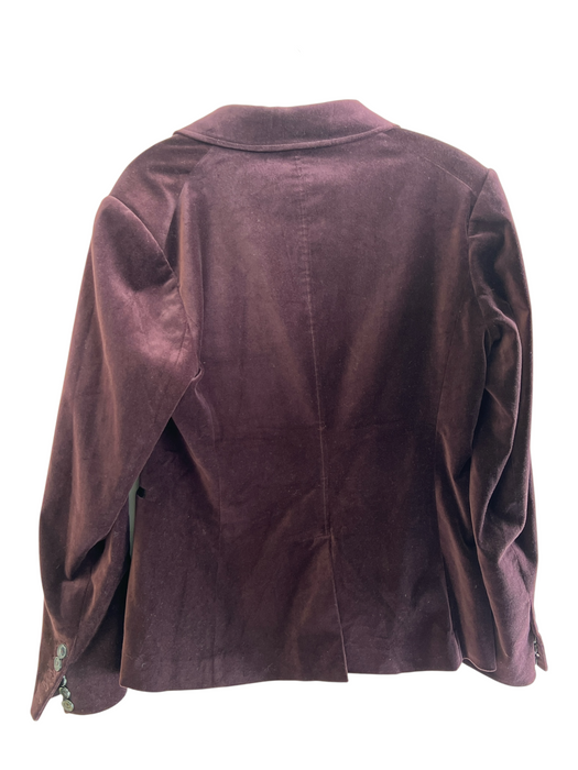 Paige Size Large Burgandy Cotton Faux Pockets Single Breasted Blazer Burgandy / Large