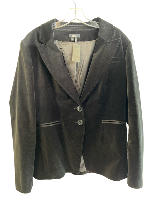 Paige Size Large Black Cotton Faux Pockets Single Breasted Blazer Black / Large
