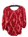 Rebecca Taylor Size 4 Red & Pink Silk Abstract Snap Front Wide Neck Top Red & Pink / 4