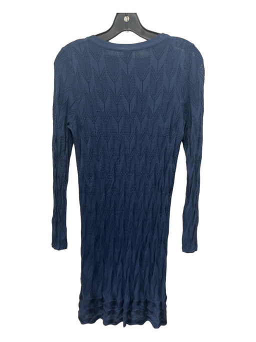 M Missoni Size 42 Blue Lace Up Neck Textured Long Sleeve Chevron Dress Blue / 42