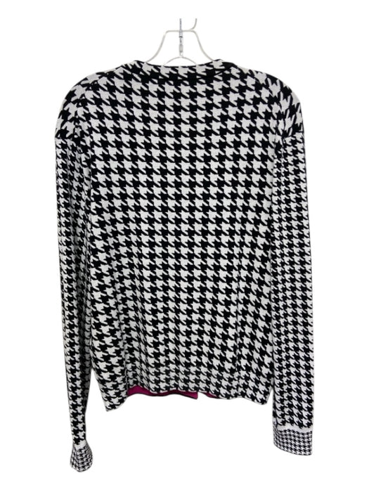 Escada Size M Black, White & Pink Viscose Houndstooth Button Up Sweater Set Black, White & Pink / M