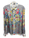 Escada Size 36 White & Multi Silk Floral Long Sleeve Button Up Top White & Multi / 36