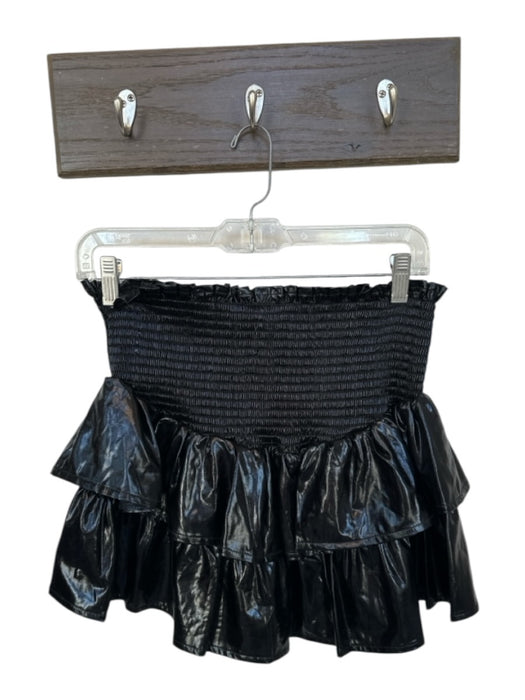 Queen of Sparkles Size S Black Polyester Smocked Tiered Mini Skort Black / S