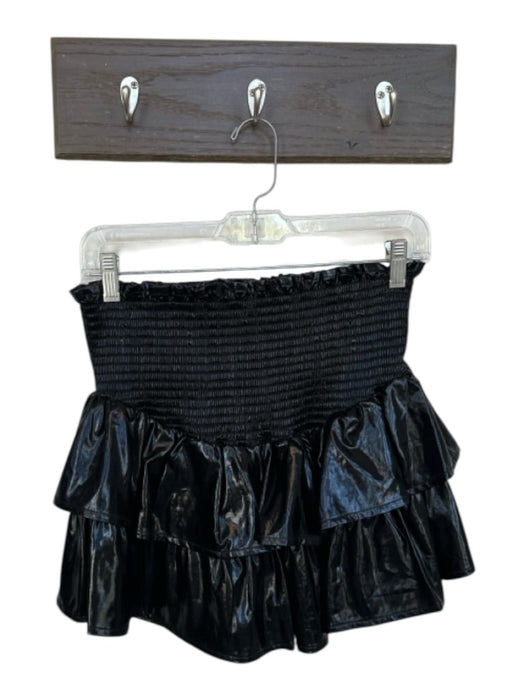 Queen of Sparkles Size S Black Polyester Smocked Tiered Mini Skort Black / S