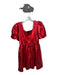 Queen of Sparkles Size S Red Polyester Blend Short Balloon Sleeve Metallic Dress Red / S
