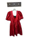 Queen of Sparkles Size M Red Polyester Blend Short Balloon Sleeve Metallic Dress Red / M