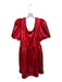 Queen of Sparkles Size M Red Polyester Blend Short Balloon Sleeve Metallic Dress Red / M