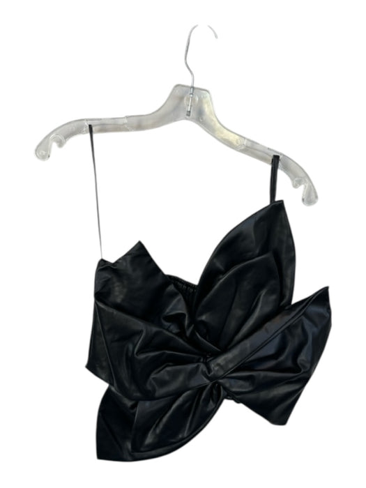 Strut & Bolt Size M Black Vegan Leather One Shoulder Flower Cropped Top Black / M