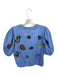 Queen of Sparkles Size M Blue & Multi Cotton Short Balloon Sleeve Rhinestone Top Blue & Multi / M