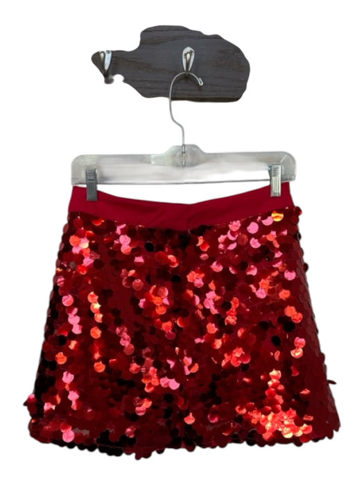 Queen of Sparkles Size S Red Sequins Side Zip Mini Skort Red / S