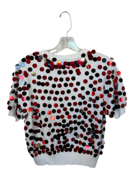 Queen of Sparkles Size XS White, Red & Black Cotton Blend Sequins UGA Top White, Red & Black / XS