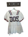 Queen of Sparkles Size M White & Red Cotton Short Balloon Sleeve Sequins Dress White & Red / M