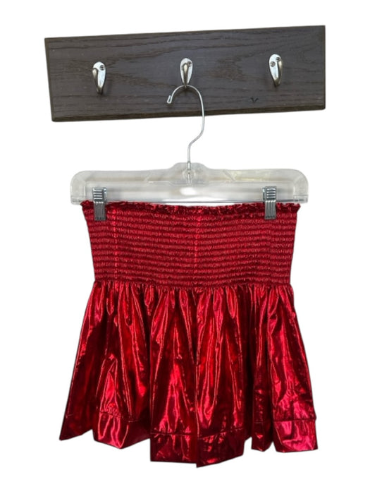 Queen of Sparkles Size S Red Polyester Blend Smocked Metallic Shorts Red / S