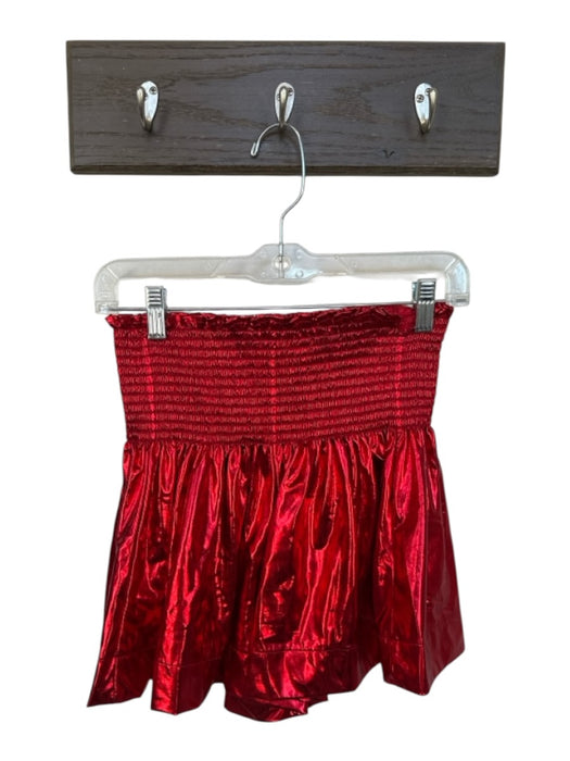 Queen of Sparkles Size S Red Polyester Blend Smocked Metallic Shorts Red / S