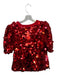 Queen of Sparkles Size S Red Sequins Short Balloon Sleeve Top Red / S