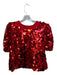 Queen of Sparkles Size S Red Sequins Short Balloon Sleeve Top Red / S