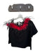 Queen of Sparkles Size M Black & Red Cotton Blend One Short Sleeve Feathered Top Black & Red / M