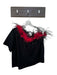Queen of Sparkles Size M Black & Red Cotton Blend One Short Sleeve Feathered Top Black & Red / M